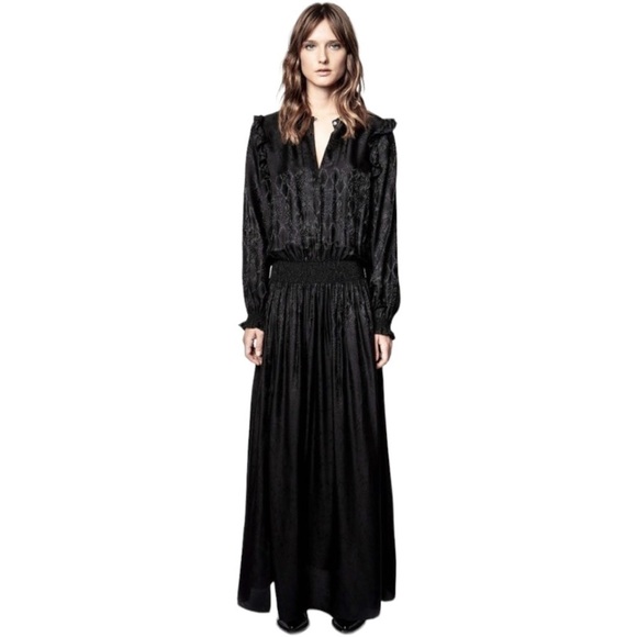 NWT ZADIG & VOLTAIRE Roar Python Print Silk Blend Jacquard Maxi Dress - Picture 1 of 12